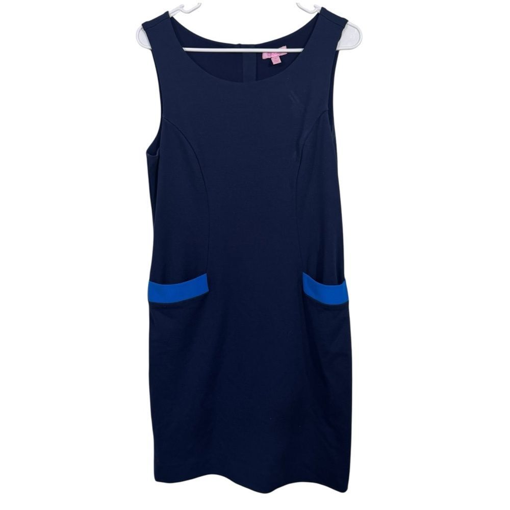 Lily Pulitzer Allaine Navy Blue Sleeveless Midi Shift Dress